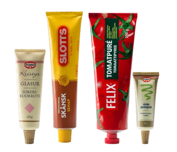 Tube fill and seal products