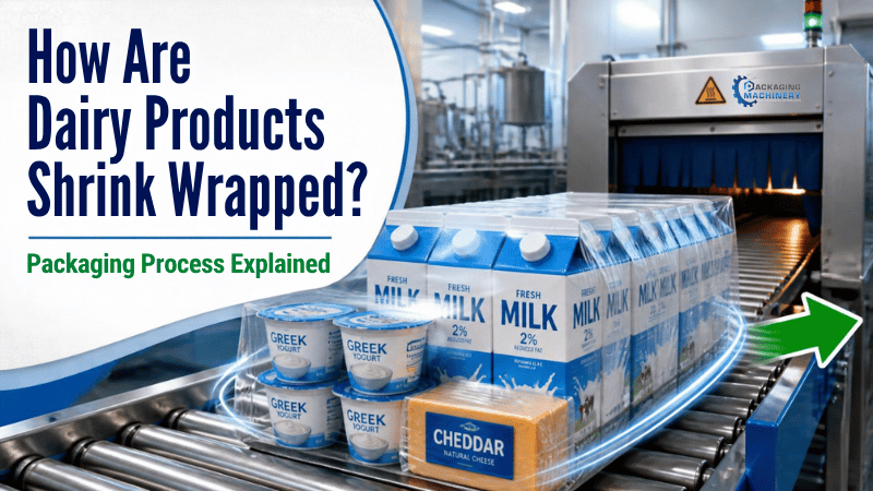 Dairy Products beign Shrink-Wrapped