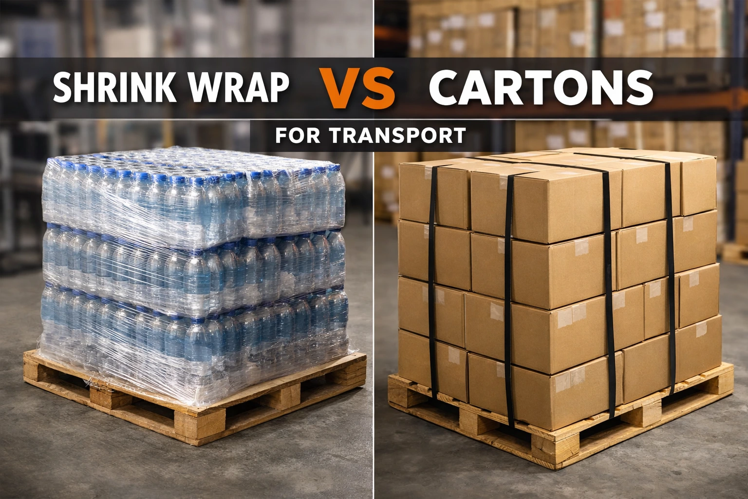Shrink-wrapped and cartoned products for transport
