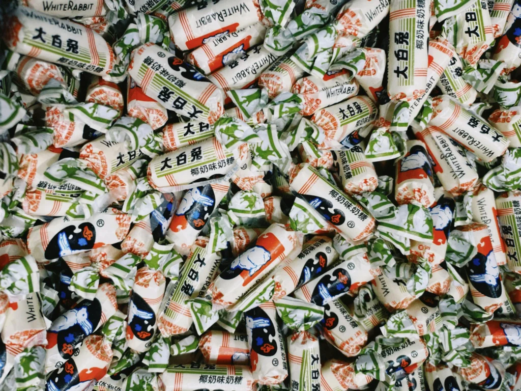 Pile of individually wrapped sweets