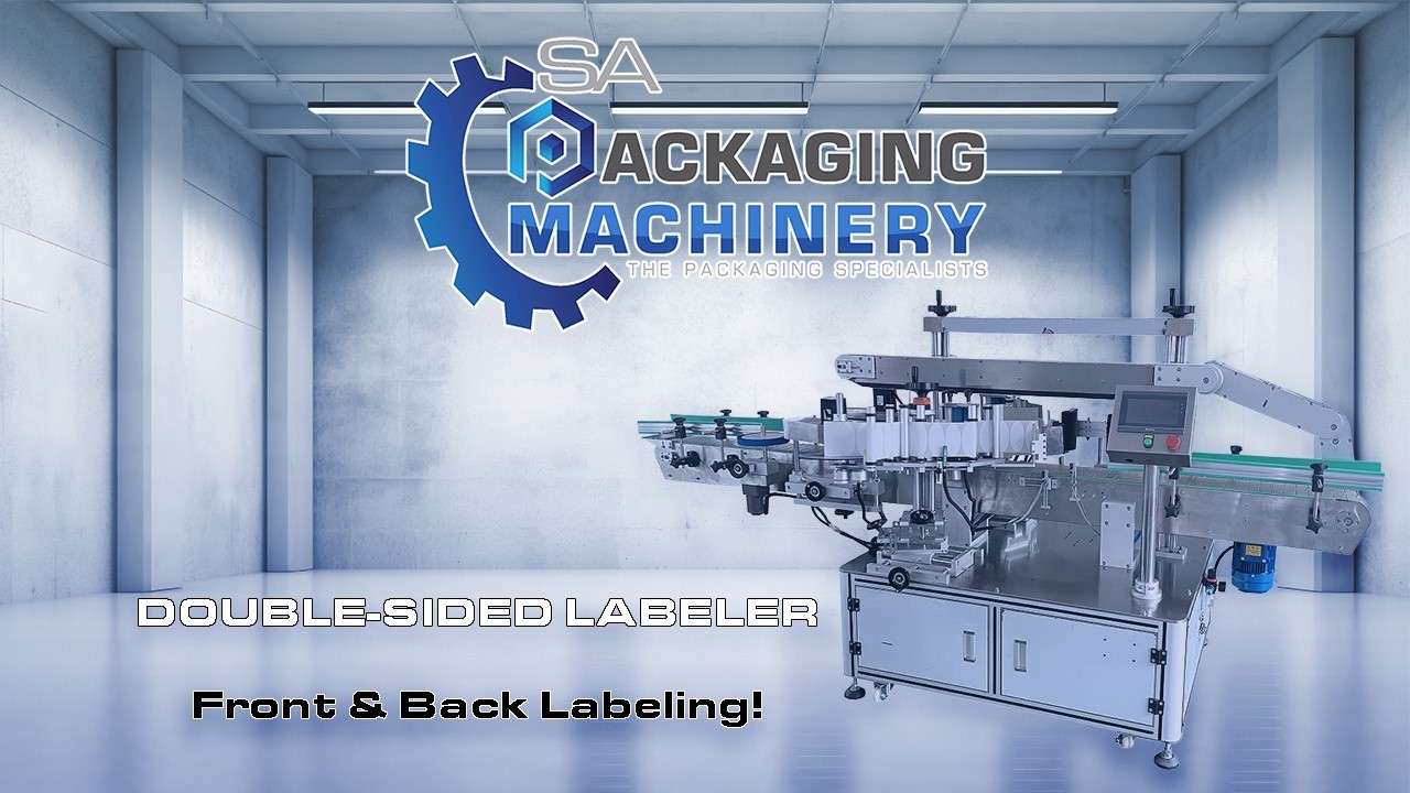 Double-sided labelling machine for front and back labels
