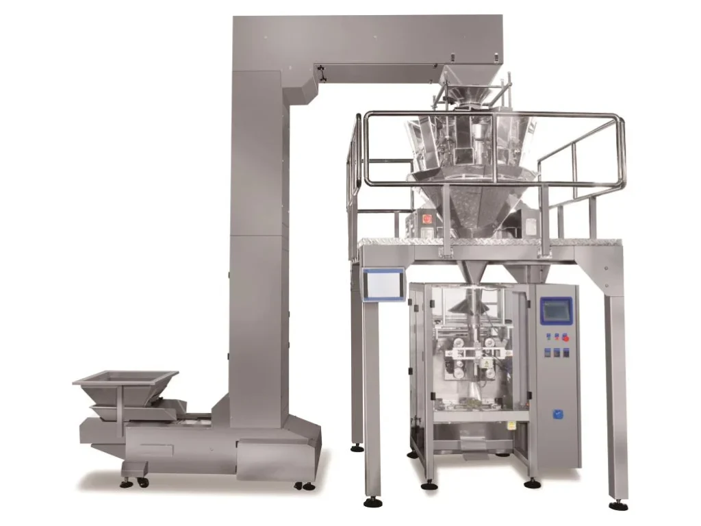 Z-type elevator, multihead weigher and VFFS machine for bagging cookies