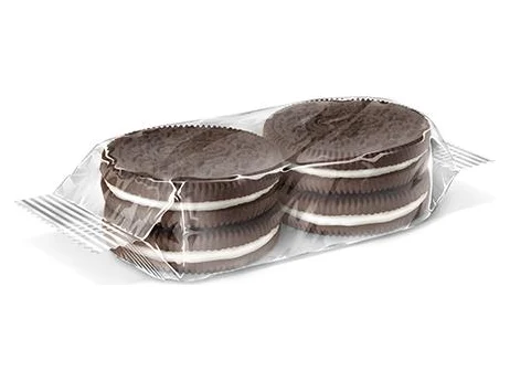 Cream sandwich biscuits flow-wrapped in a pillow pack