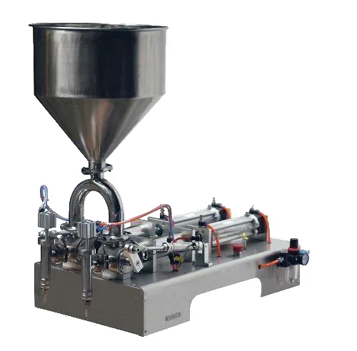 Semi-automatic double-head piston filler
