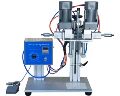 Semi-automatic screw capping machine with a foot pedal