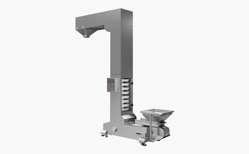 Z-type bucket elevator for feeding a multihead weigher