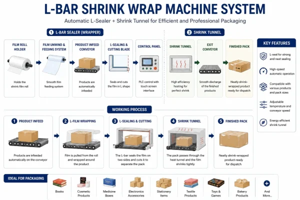 L-Bar Sealer and Shrink Wrap Packaging Machine